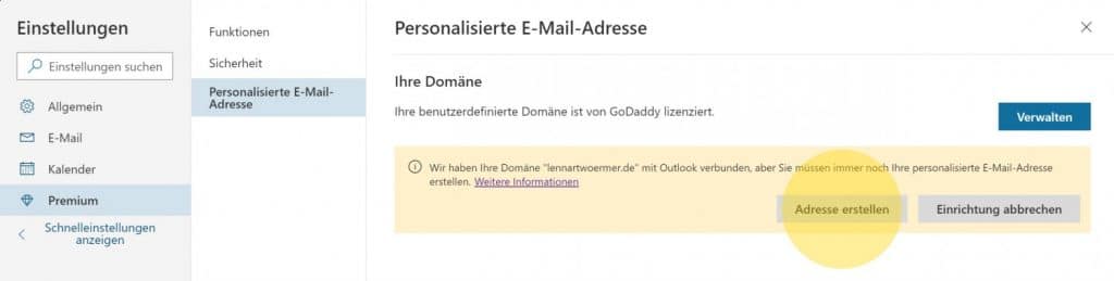 Outlook Domain GoDaddy 7