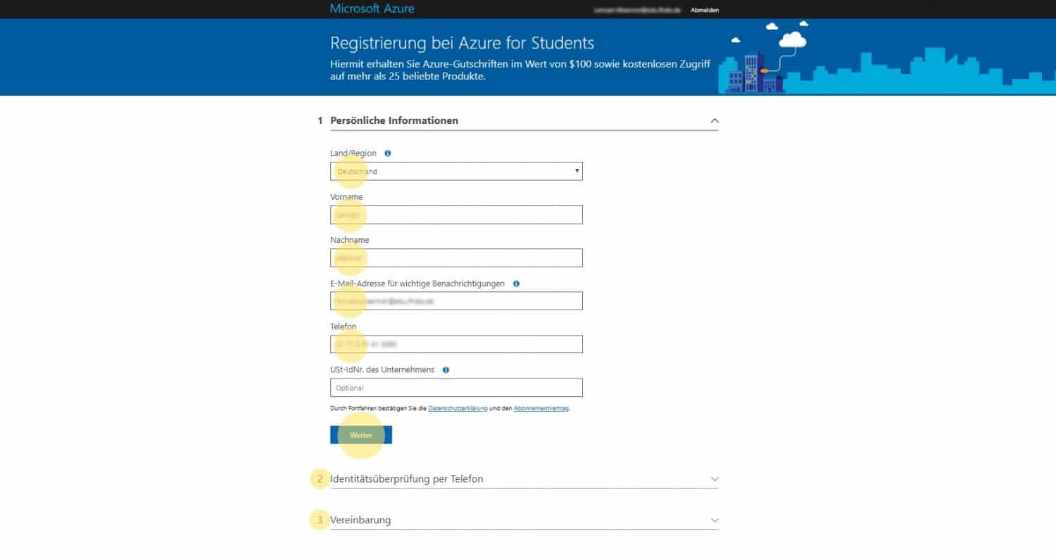 Microsoft Azure for Students 3
