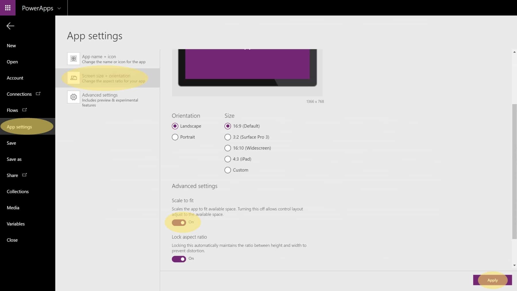 How To Building Really Responsive Microsoft PowerApps 2 Activate Scale To Fit